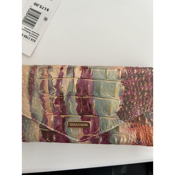 Brahmin Melbourne VERONICA Trifold Envelope Wallet DESTINY Pink Orange B000520 - Picture 2 of 6